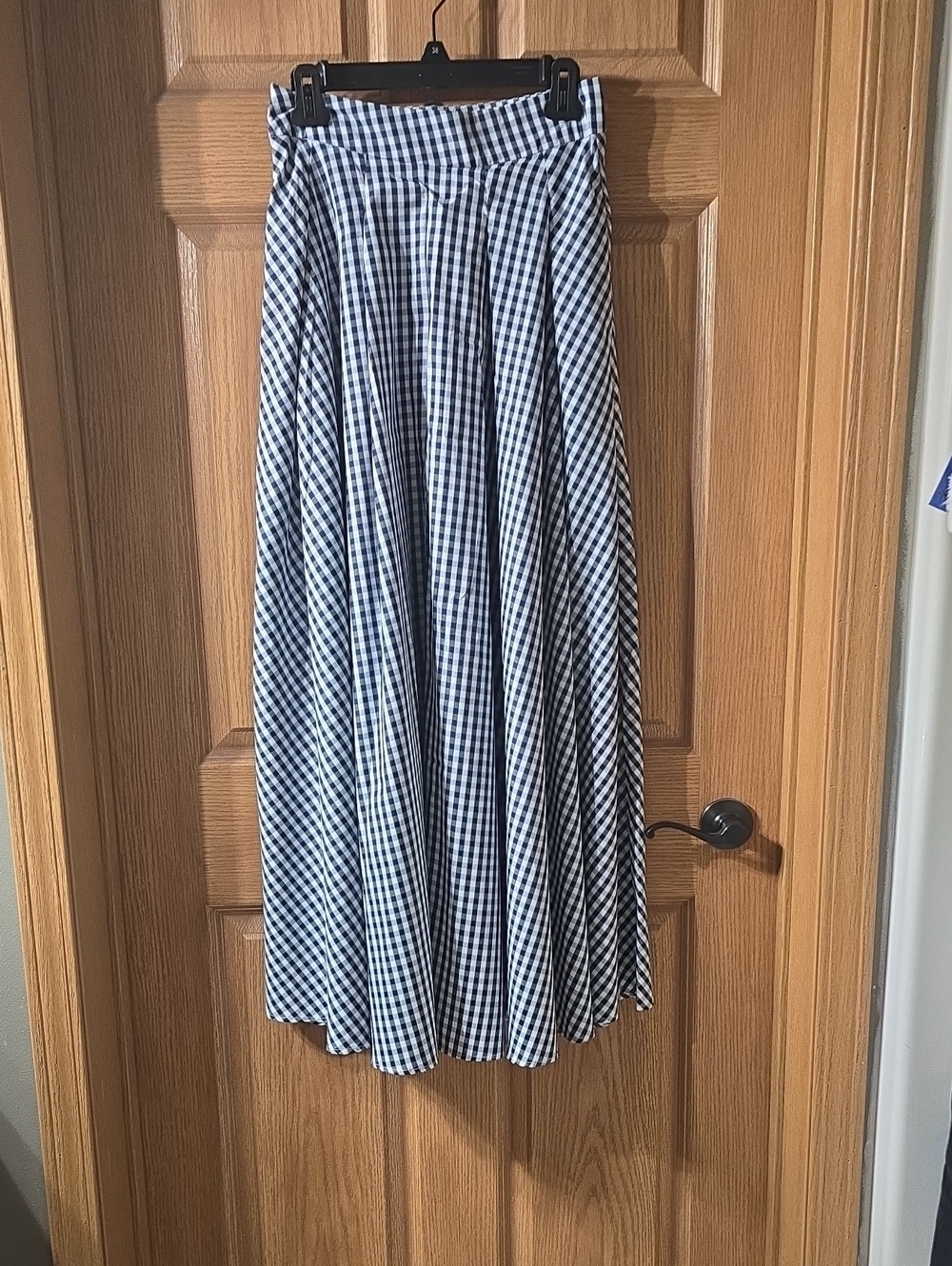 SHEIN Blue and White Gingham Maxi Skirt